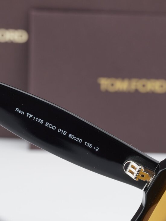 Tom Ford Ren FT1155 01E Square Sunglasses - Shiny Black/Brown main image 4